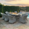 Maze Rattan Garden Furniture Oxford 8 Seat Oval Fire Pit Dining Set With Heritage Chairs  