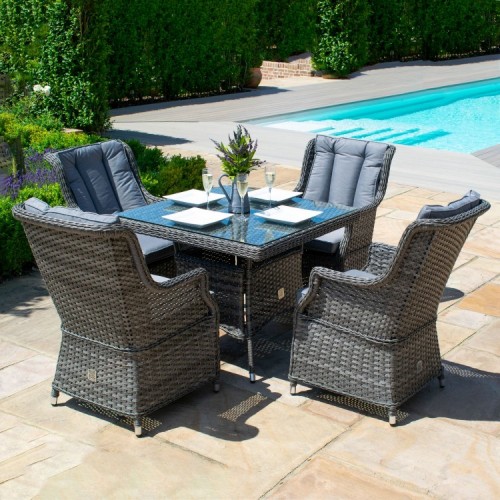 Maze Rattan Garden Furniture Victoria 4 Seat Square Dining Set With Square Chairs  