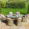 Maze Rattan Garden Furniture Winchester 6 Seat Oval Heritage Ice Dining Set