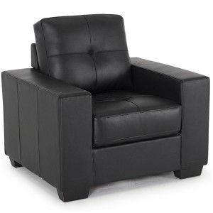 Vida Living Furniture Gemona Black Faux Leather 1 Seater Sofa