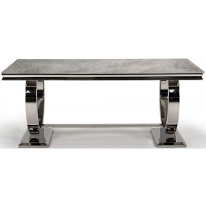 Vida Living Arianna Grey Marble & Chrome Large 200cm Rectangular Dining Table