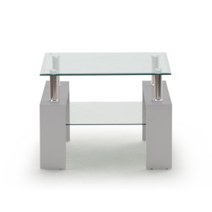 Vida Living Calico High Gloss & Glass Grey End Table