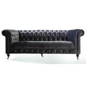Vida Living Furniture Darby Grey Velvet 3 Seater Sofa