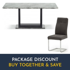 Vida Living Furniture Donatella Grey Marble 180cm Dining Table and 6 Chairs