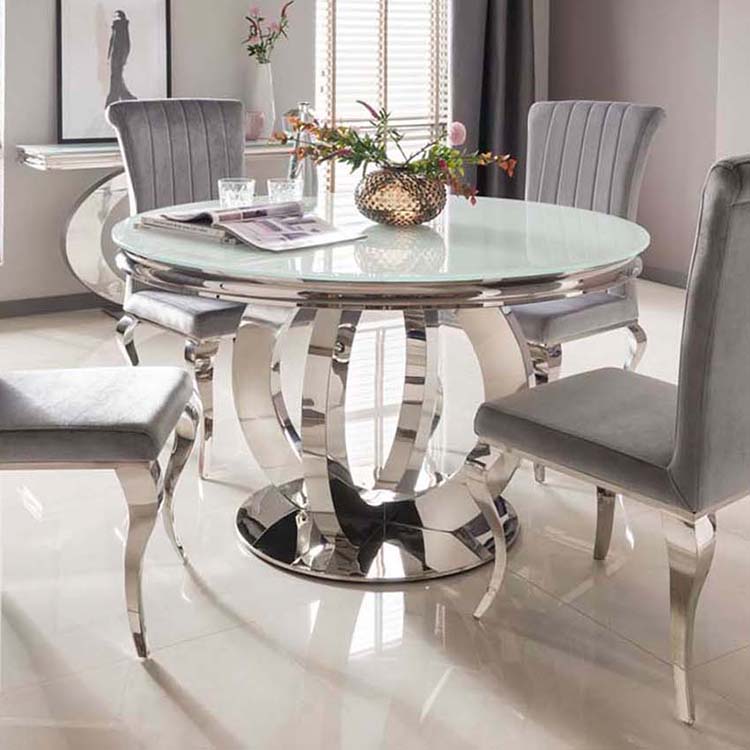Vida Living Orion White Round Dining, Glass Round Dining Tables