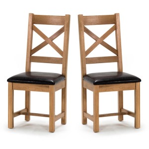 Vida Living Ramore Oak Furniture Cross Back Dining Chair Pair