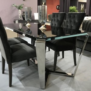 Vida Living Zola Stainless Steel & Glass 180cm Dining Table