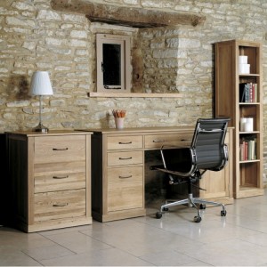 Mobel Solid Oak Furniture Twin Pedestal Desk Office Package