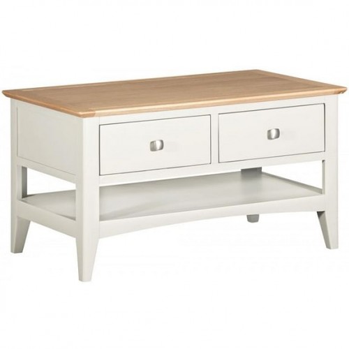 Alfriston White Painted Furniture Coffee Table with 2 Drawers