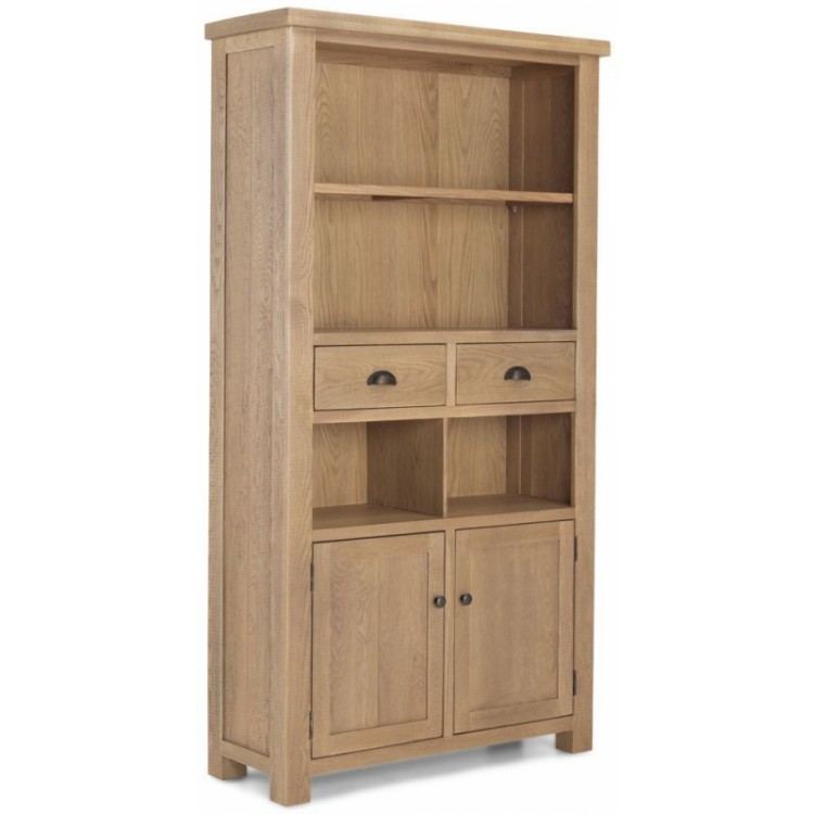 Drawer Tall Bookcase Oak, Oak Bookcase With Doors