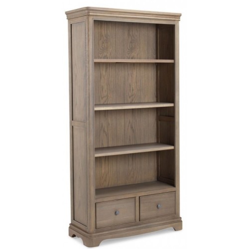 Vezelay Oak Furniture 2 Drawer Large Bookcase
