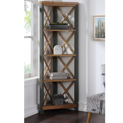 Urban Elegance Reclaimed Wood Furniture Large Corner Bookcase