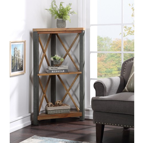 Urban Elegance Reclaimed Wood Furniture Small Corner Bookcase