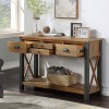 Urban Elegance Reclaimed Wood Furniture 4 Drawer Console Table 