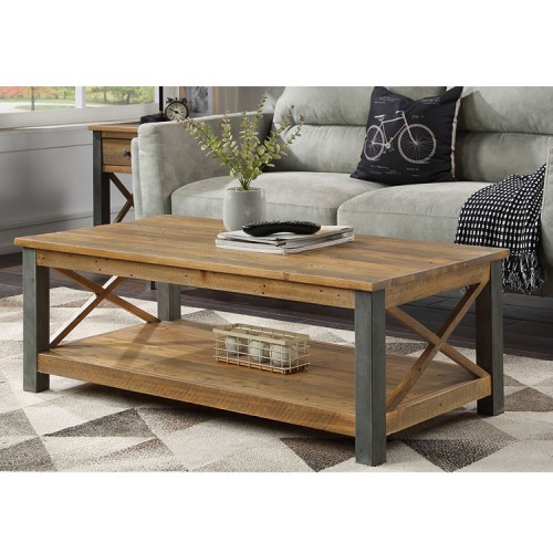 Urban Elegance Reclaimed Wood Furniture Coffee Table with Shelf - PRE ORDER