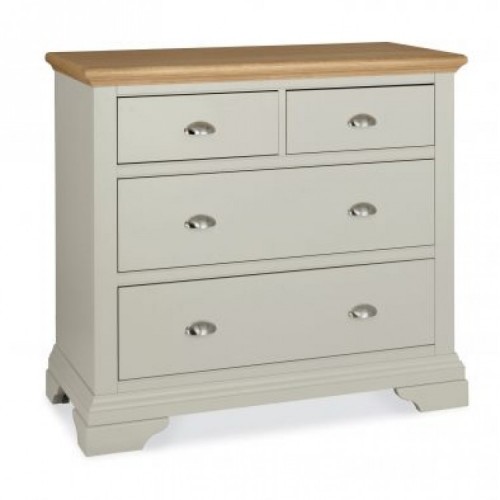 Hampstead Soft Grey & Pale Oak Furniture 2 Over 2 Chest of Drawers - PRE ORDER
