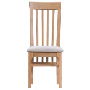 Bergen Oak Furniture Slat Back Chair Fabric Seat Pair 