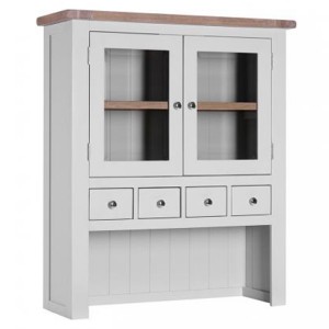 Chalked Oak And Light Grey Painted Furniture 4 Drawer 2 Door Hutch