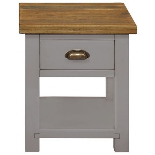 Fairford Grey Painted Furniture 1 Drawer Lamp Table with Shelf