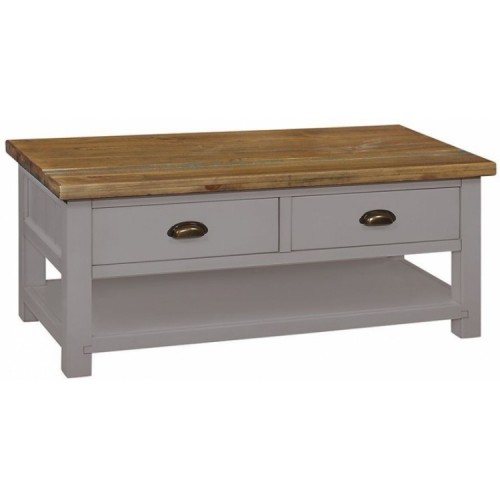 Fairford Grey Painted Furniture 2 Drawer Large Coffee Table