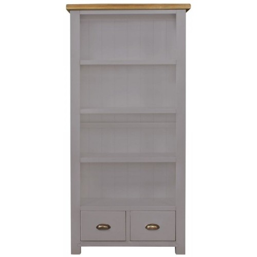 Fairford Grey Painted Furniture 2 Drawer Tall Bookcase