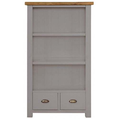 Fairford Grey Painted Furniture 2 Drawer Wide Bookcase