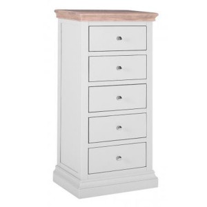 Rosa Light Grey Painted Furniture 5 Drawer Tall Chest