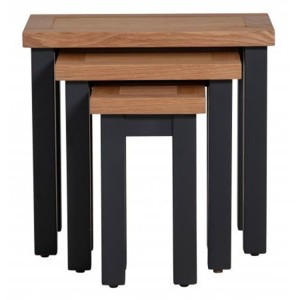 Vancouver Compact Painted Black Grey Furniture Nest of 3 Tables