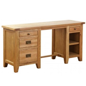 Vancouver Petite VSP Solid Oak Furniture Double Pedestal Desk