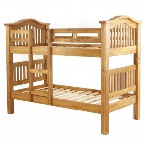 Vancouver Petite Solid Oak 3ft Single Bunk Bed with Slatted Head And Foot Board