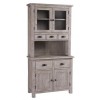 Vancouver Sawn Solid Oak Weathered Grey 4 Drawer 2 Door Hutch
