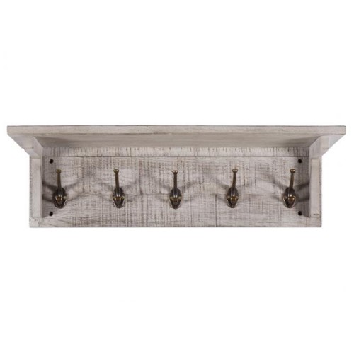 Vancouver Sawn Solid Oak Weathered Grey Coat Rack with 5 Hooks