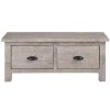 Vancouver Sawn Solid Oak Weathered Grey Large 2 Drawer Coffee Table