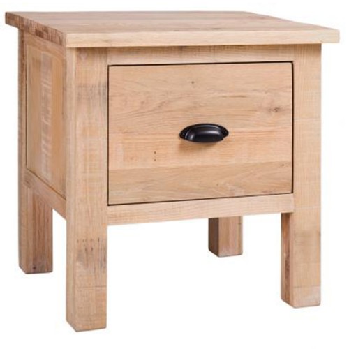 Vancouver Sawn Solid Oak White Wash 1 Drawer Lamp Table