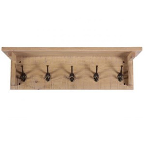 Vancouver Sawn Solid Oak White Wash Coat Rack with 5 Hooks
