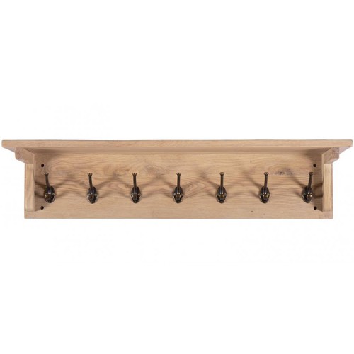 Vancouver Sawn Solid Oak White Wash Coat Rack with 7 Hooks