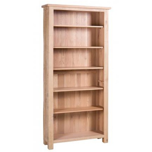 Vancouver Sawn Solid Oak White Wash Tall Bookcase with Adjustable Shelves