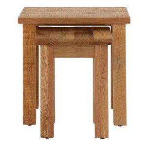 Vancouver Sawn Solid Oak Furniture Nest of 2 Tables