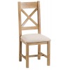 Colchester Rustic Oak Furniture Cross Back Chair With Fabric Seat Pair