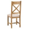 Colchester Rustic Oak Furniture Cross Back Chair With Fabric Seat Pair
