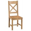 Colchester Rustic Oak Furniture Cross Back Chair With Wooden Seat Pair 