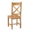 Colchester Rustic Oak Furniture Cross Back Chair With Wooden Seat Pair 