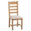 Colchester Rustic Oak Furniture Ladder Back Chair Fabric Seat Pair 