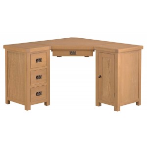 Colchester Rustic Oak Furniture Corner Computer Desk 