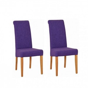 Devonshire New Oak Furniture Purple Fabric Chair (Pair)