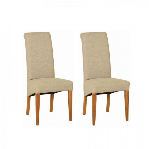 Devonshire New Oak Furniture Beige Fabric Chair (Pair)