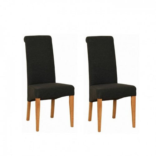 Devonshire New Oak Furniture Charcoal Fabric Chair (Pair)