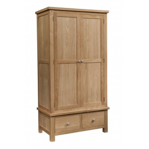 Devonshire Dorset Oak Furniture Gents Double Wardrobe Storage