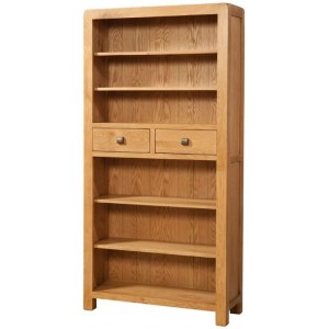 Devonshire Avon Oak Furniture Tall Bookcase With 2 Drawers