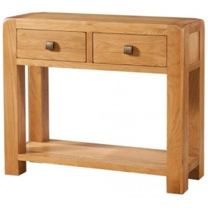 Avon Furniture Waxed Oak 2 Drawer Console Table